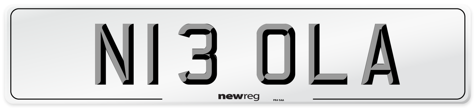 N13 OLA Number Plate from New Reg